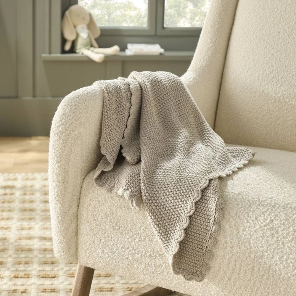 Scalloped Trim Knit Baby Blanket Beige - Hearth & Hand™ with Magnolia
